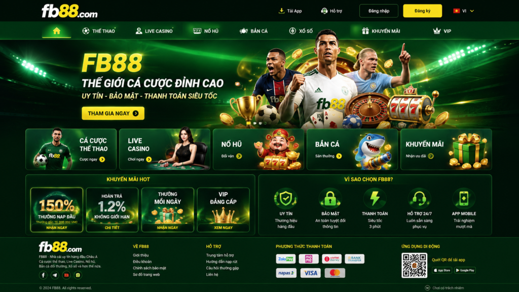 Tổng quan về giao diện trang chủ FB88